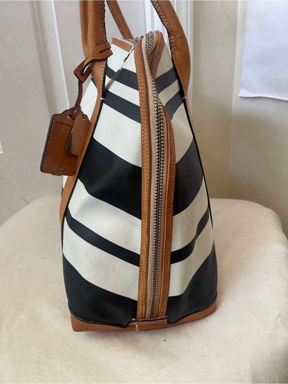 Coach Bleecker Striped Preston Satchel large.